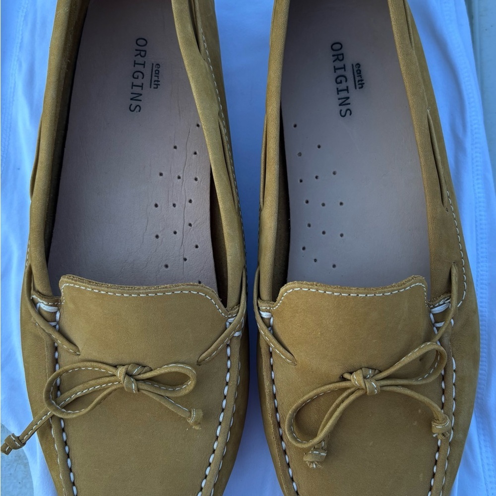 Earth Origins Mustard Loafers with Bow
